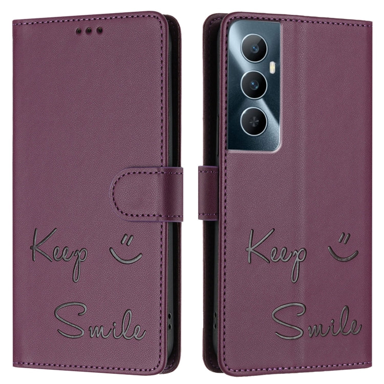 For Realme C65 4G Global Smile Embossing RFID Leather Phone Case