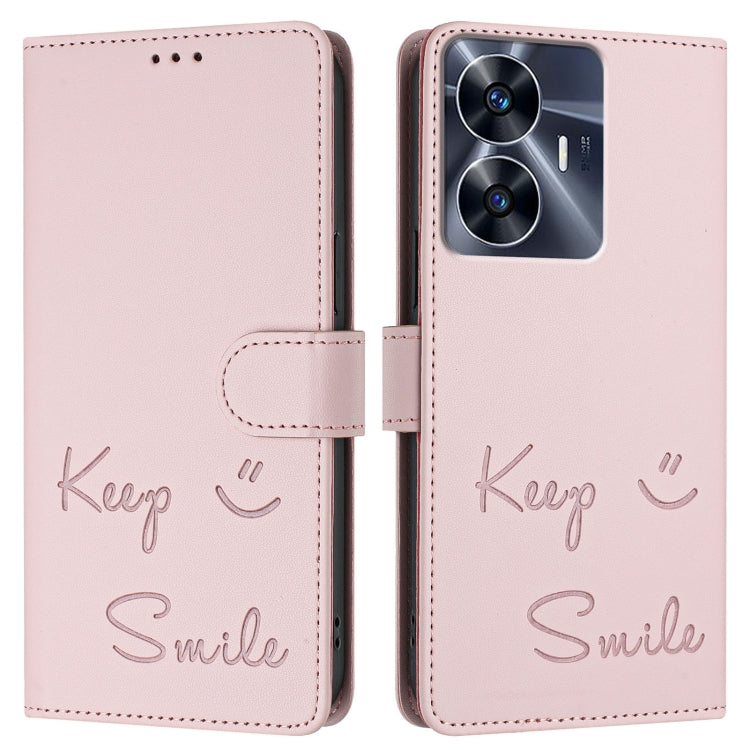 For Realme C55 4G Global Smile Embossing RFID Leather Phone Case