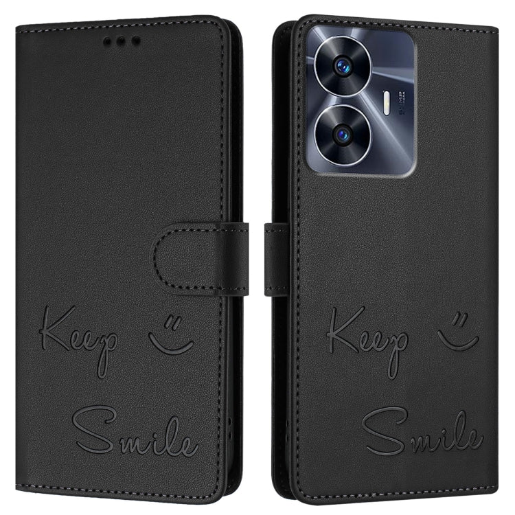 For Realme C55 4G Global Smile Embossing RFID Leather Phone Case