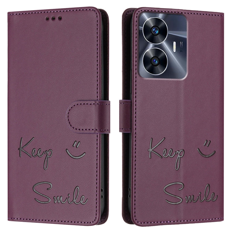 For Realme C55 4G Global Smile Embossing RFID Leather Phone Case