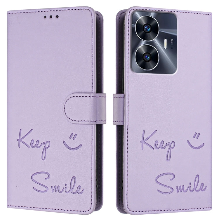 For Realme Narzo N55 Smile Embossing RFID Leather Phone Case