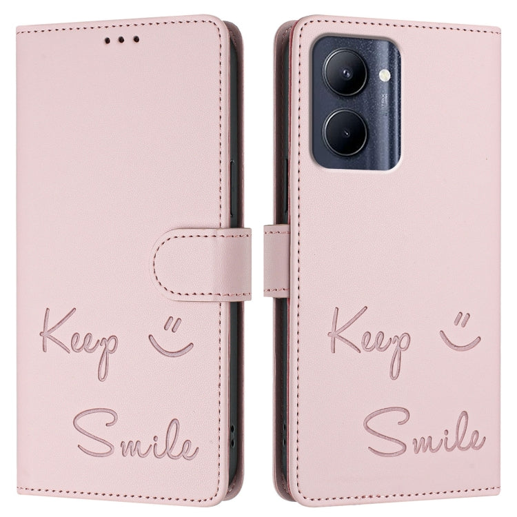 For Realme C33 2022 / 2023 Global Smile Embossing RFID Leather Phone Case