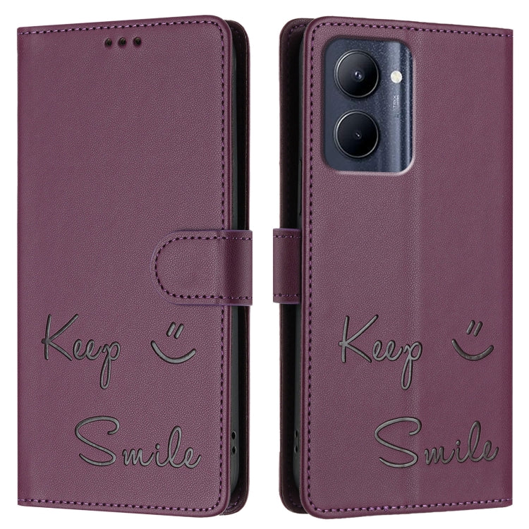 For Realme C33 2022 / 2023 Global Smile Embossing RFID Leather Phone Case