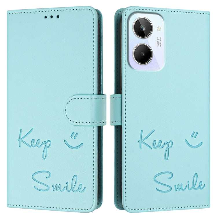 For Realme 10 4G Global Smile Embossing RFID Leather Phone Case