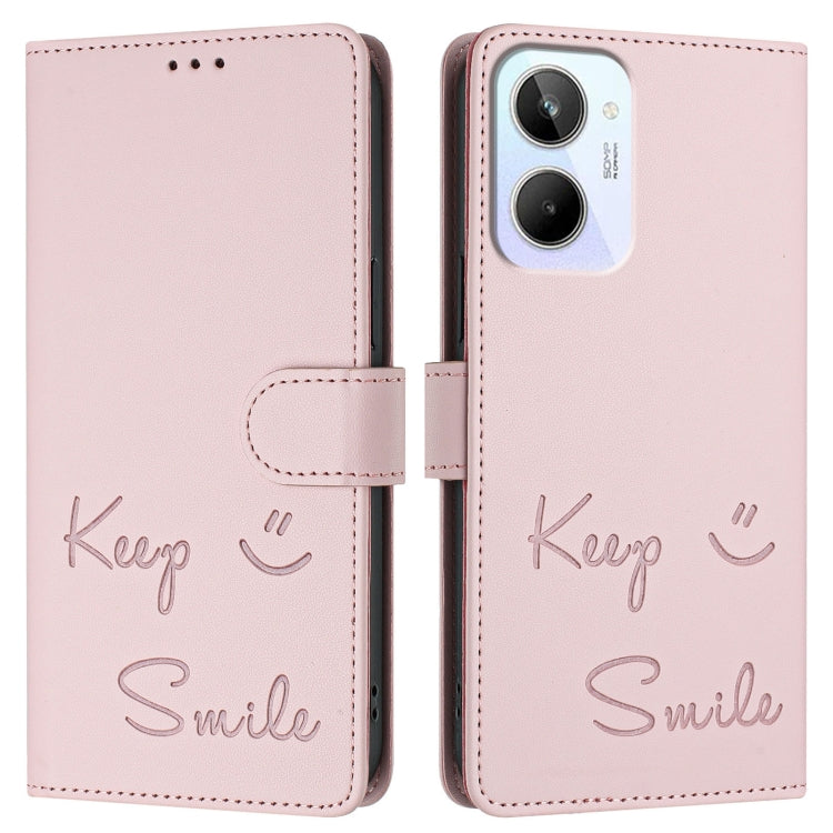 For Realme 10 4G Global Smile Embossing RFID Leather Phone Case