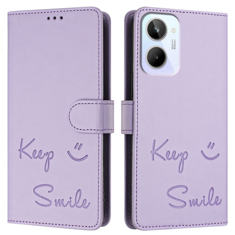 For Realme 10 4G Global Smile Embossing RFID Leather Phone Case