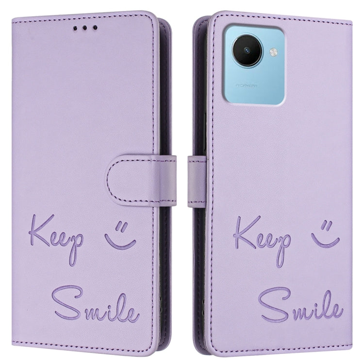 For Realme C30s Smile Embossing RFID Leather Phone Case
