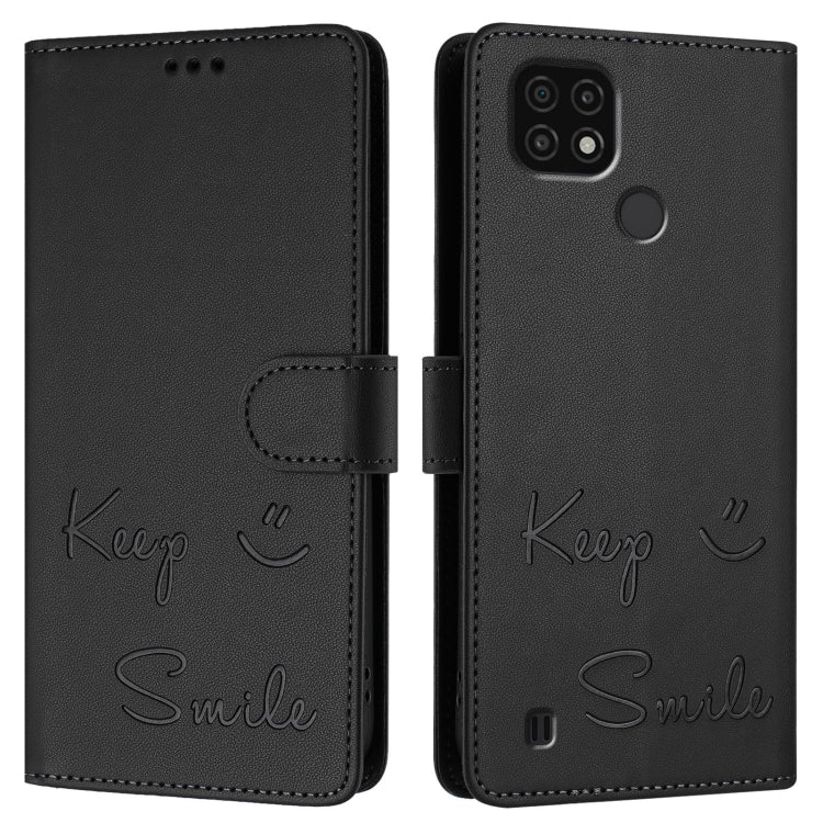 For Realme C20 / C11 2021 / C21 Smile Embossing RFID Leather Phone Case