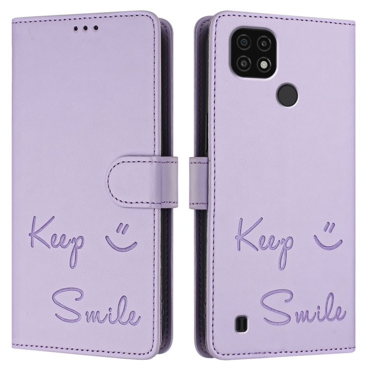 For Realme C20 / C11 2021 / C21 Smile Embossing RFID Leather Phone Case
