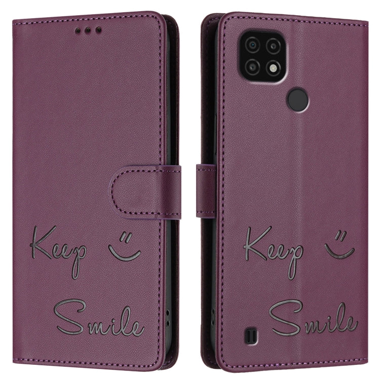 For Realme C20 / C11 2021 / C21 Smile Embossing RFID Leather Phone Case