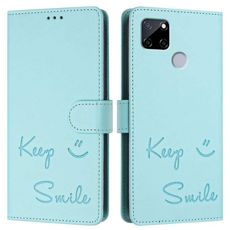 For Realme C25s / 7i Global Smile Embossing RFID Leather Phone Case