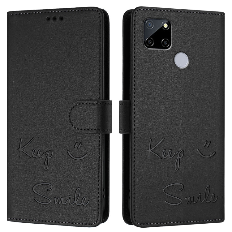 For Realme C25s / 7i Global Smile Embossing RFID Leather Phone Case