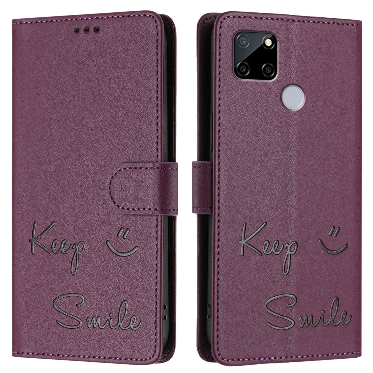 For Realme C25s / 7i Global Smile Embossing RFID Leather Phone Case