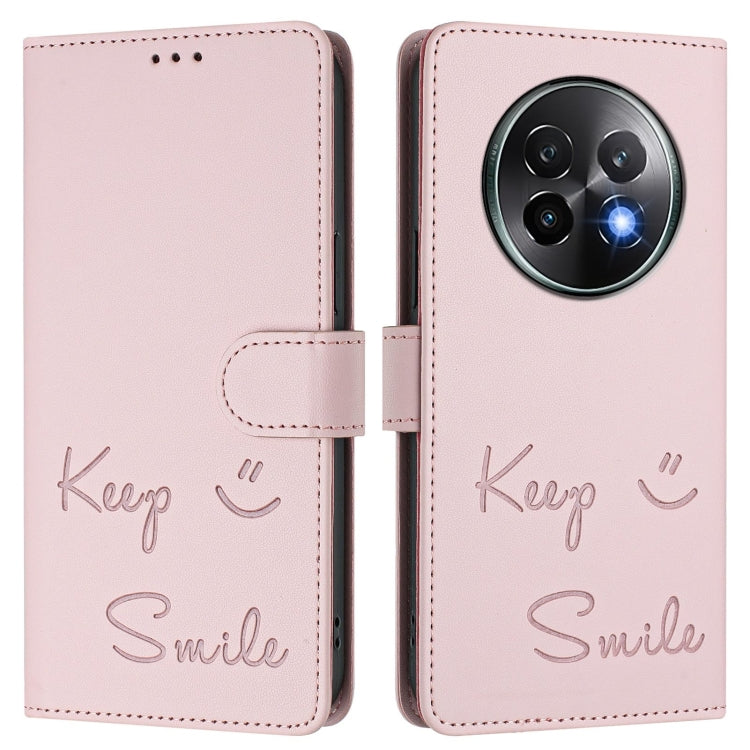 For Realme 13+ 5G Global Smile Embossing RFID Leather Phone Case