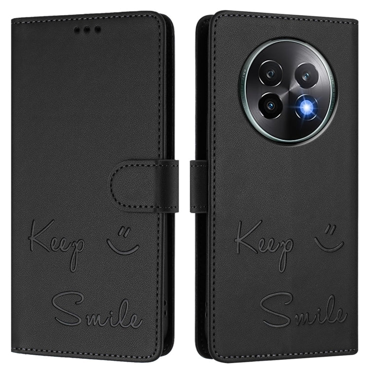 For Realme 13+ 5G Global Smile Embossing RFID Leather Phone Case