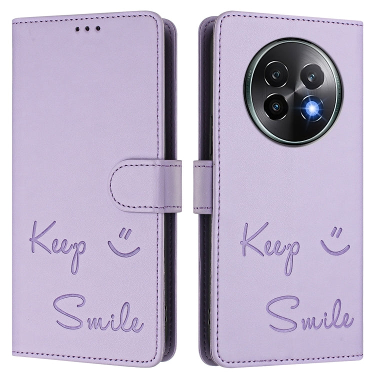 For Realme 13+ 5G Global Smile Embossing RFID Leather Phone Case