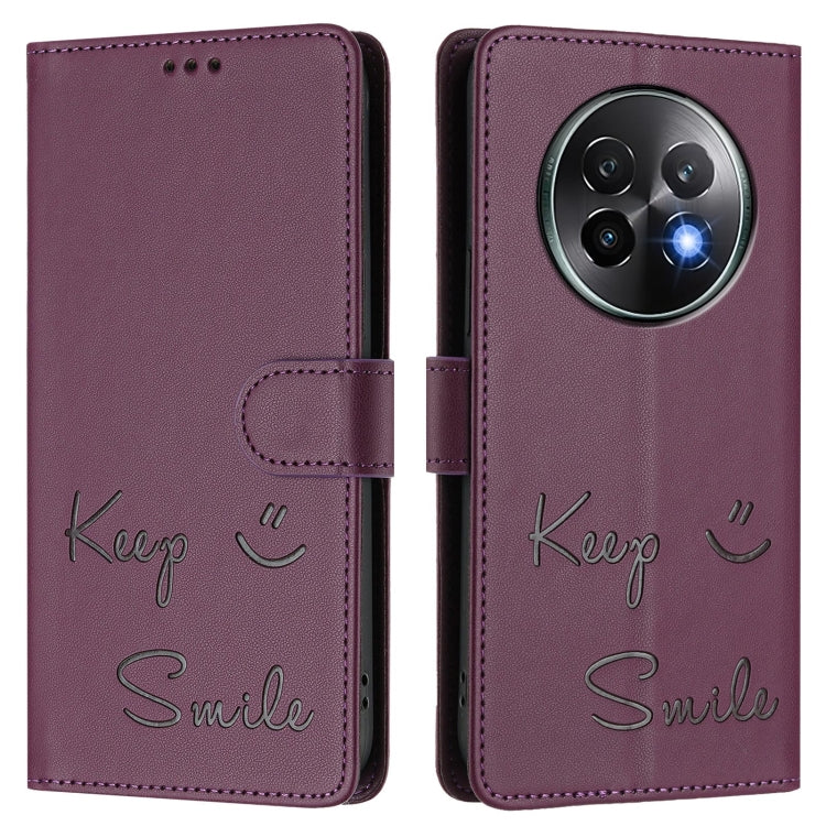 For Realme 13+ 5G Global Smile Embossing RFID Leather Phone Case