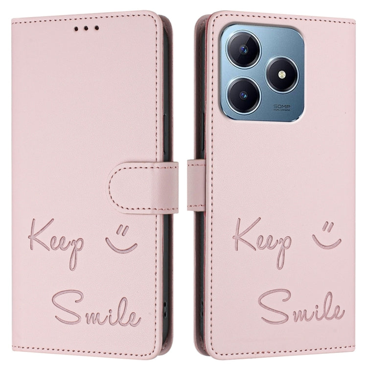 For Realme Note 60 4G Global Smile Embossing RFID Leather Phone Case