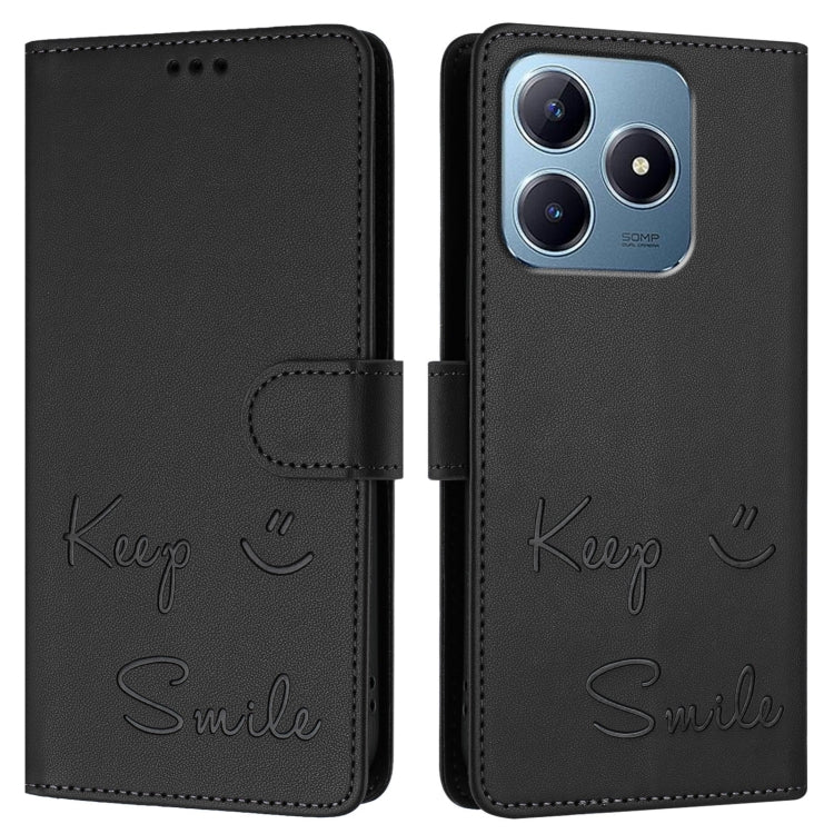 For Realme Note 60 4G Global Smile Embossing RFID Leather Phone Case