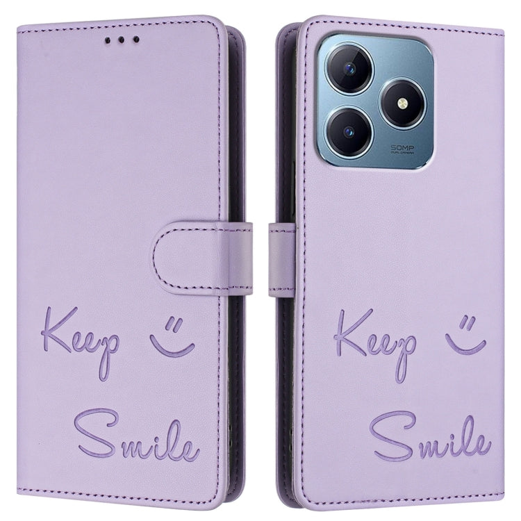 For Realme Note 60 4G Global Smile Embossing RFID Leather Phone Case