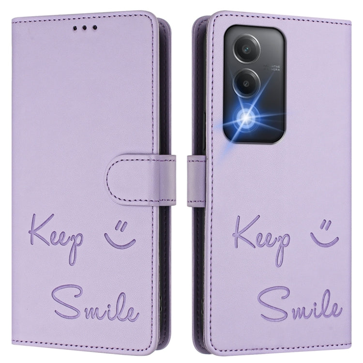 For OPPO A80 5G EU Smile Embossing RFID Leather Phone Case