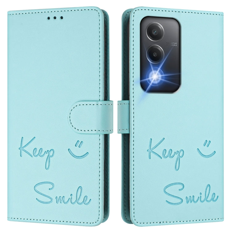 For OPPO K12x 5G Global Smile Embossing RFID Leather Phone Case