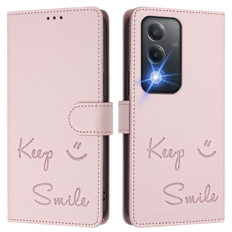 For OPPO K12x 5G Global Smile Embossing RFID Leather Phone Case