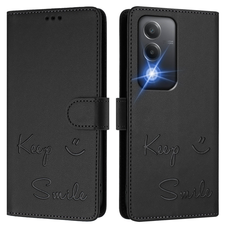 For OPPO K12x 5G Global Smile Embossing RFID Leather Phone Case