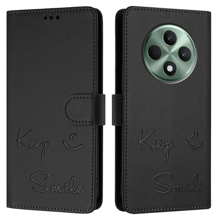 For OPPO Reno12 F 5G Global Smile Embossing RFID Leather Phone Case