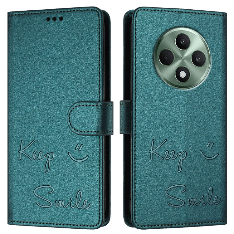 For OPPO Reno12 F 5G Global Smile Embossing RFID Leather Phone Case