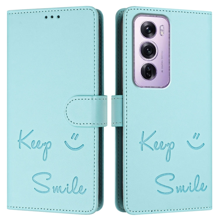 For OPPO Reno12 Pro Global Smile Embossing RFID Leather Phone Case