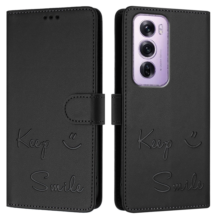 For OPPO Reno12 Pro Global Smile Embossing RFID Leather Phone Case