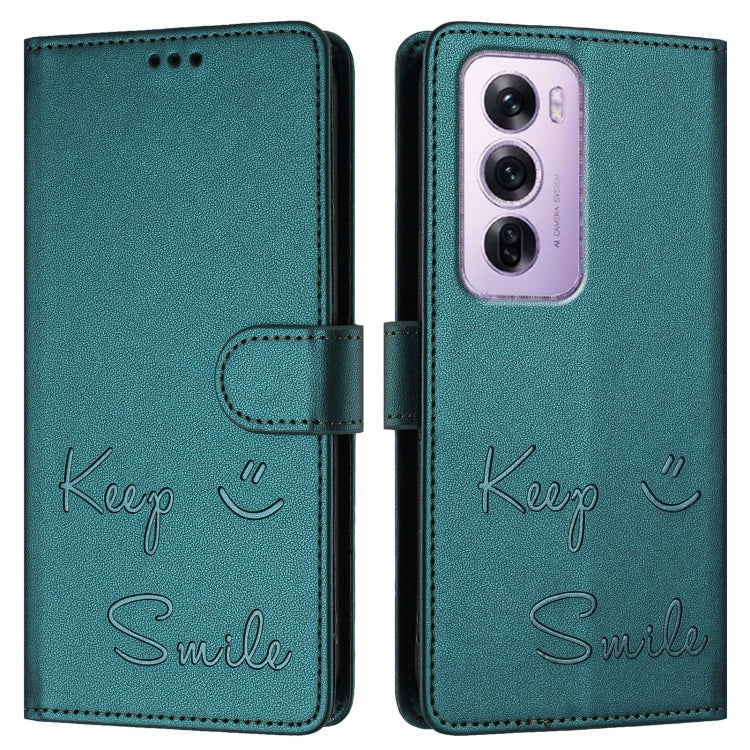 For OPPO Reno12 Pro Global Smile Embossing RFID Leather Phone Case