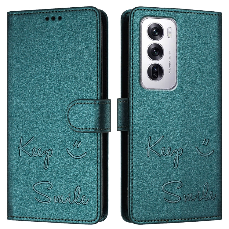 For OPPO Reno12 Global Smile Embossing RFID Leather Phone Case