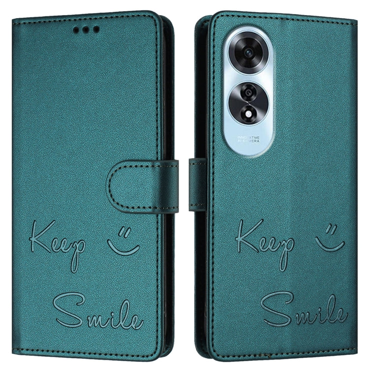 For OPPO A60 4G Global Smile Embossing RFID Leather Phone Case