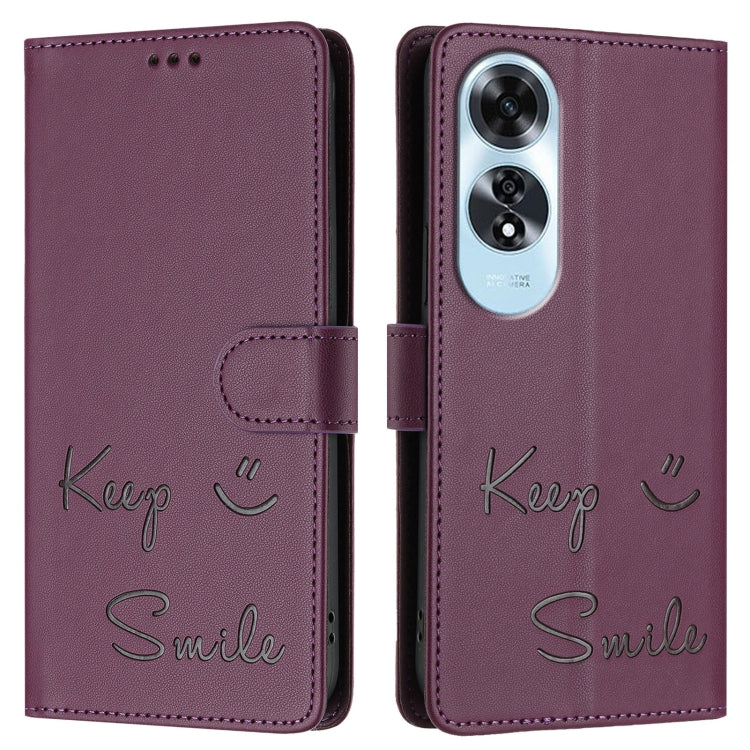 For OPPO A60 4G Global Smile Embossing RFID Leather Phone Case