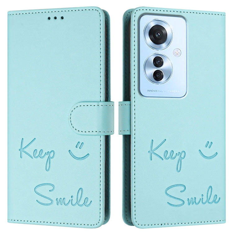 For OPPO F25 Pro 5G India Smile Embossing RFID Leather Phone Case