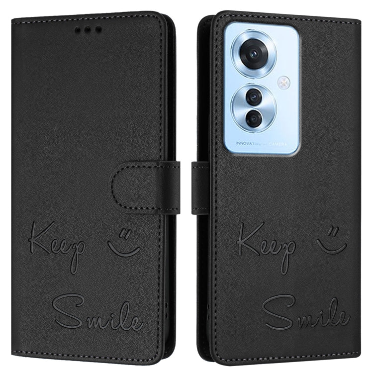 For OPPO F25 Pro 5G India Smile Embossing RFID Leather Phone Case