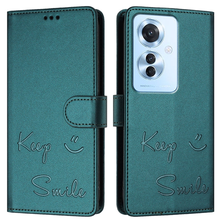 For OPPO F25 Pro 5G India Smile Embossing RFID Leather Phone Case