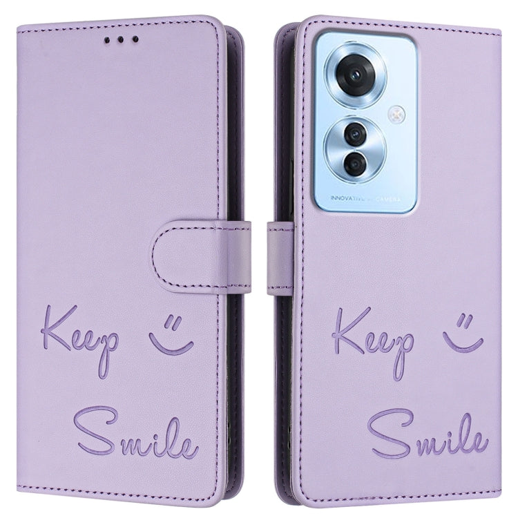 For OPPO F25 Pro 5G India Smile Embossing RFID Leather Phone Case