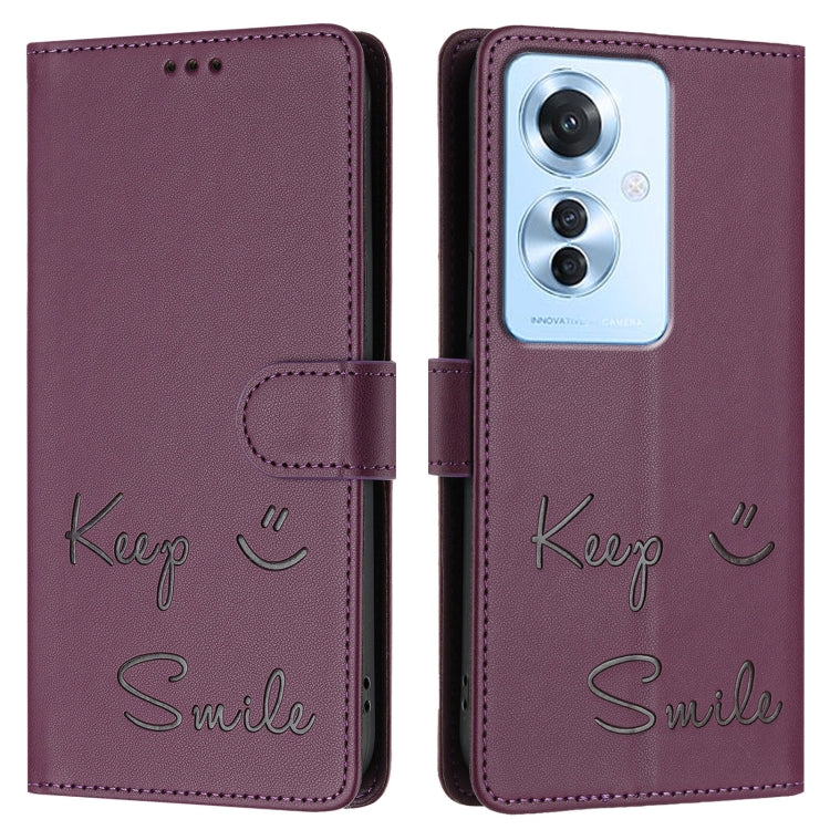 For OPPO F25 Pro 5G India Smile Embossing RFID Leather Phone Case