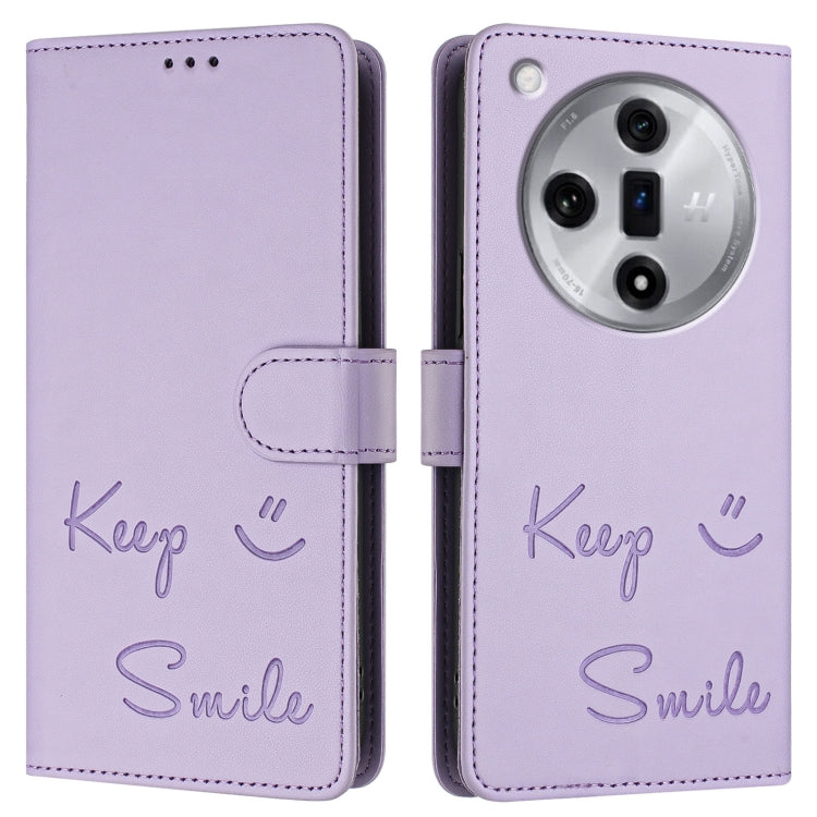 For OPPO Find X7 Smile Embossing RFID Leather Phone Case