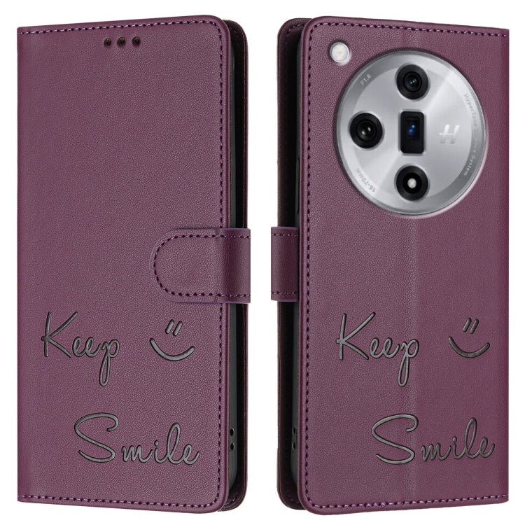 For OPPO Find X7 Smile Embossing RFID Leather Phone Case