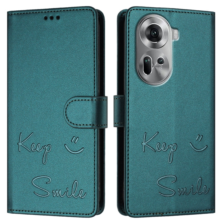 For OPPO Reno11 5G Global Smile Embossing RFID Leather Phone Case