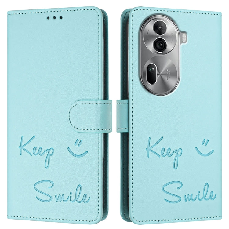 For OPPO Reno11 Pro 5G Global Smile Embossing RFID Leather Phone Case