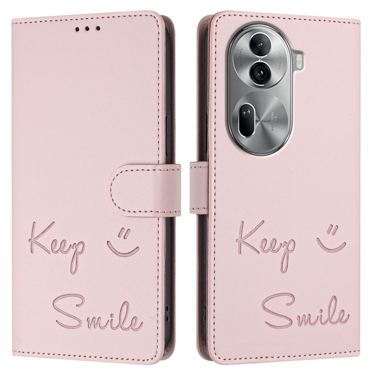 For OPPO Reno11 Pro 5G Global Smile Embossing RFID Leather Phone Case