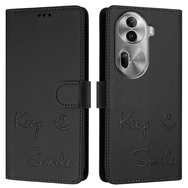 For OPPO Reno11 Pro 5G Global Smile Embossing RFID Leather Phone Case