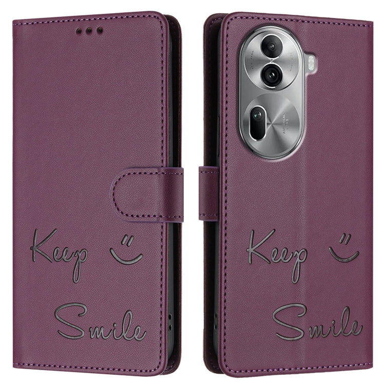 For OPPO Reno11 Pro 5G Global Smile Embossing RFID Leather Phone Case