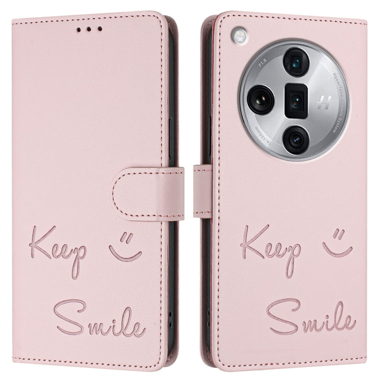 For OPPO Find X7 Ultra Smile Embossing RFID Leather Phone Case