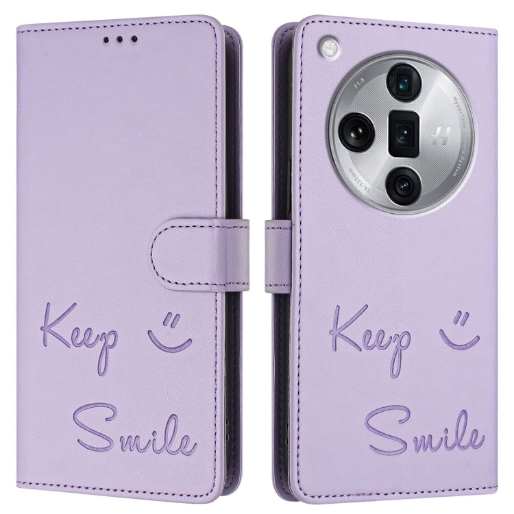 For OPPO Find X7 Ultra Smile Embossing RFID Leather Phone Case